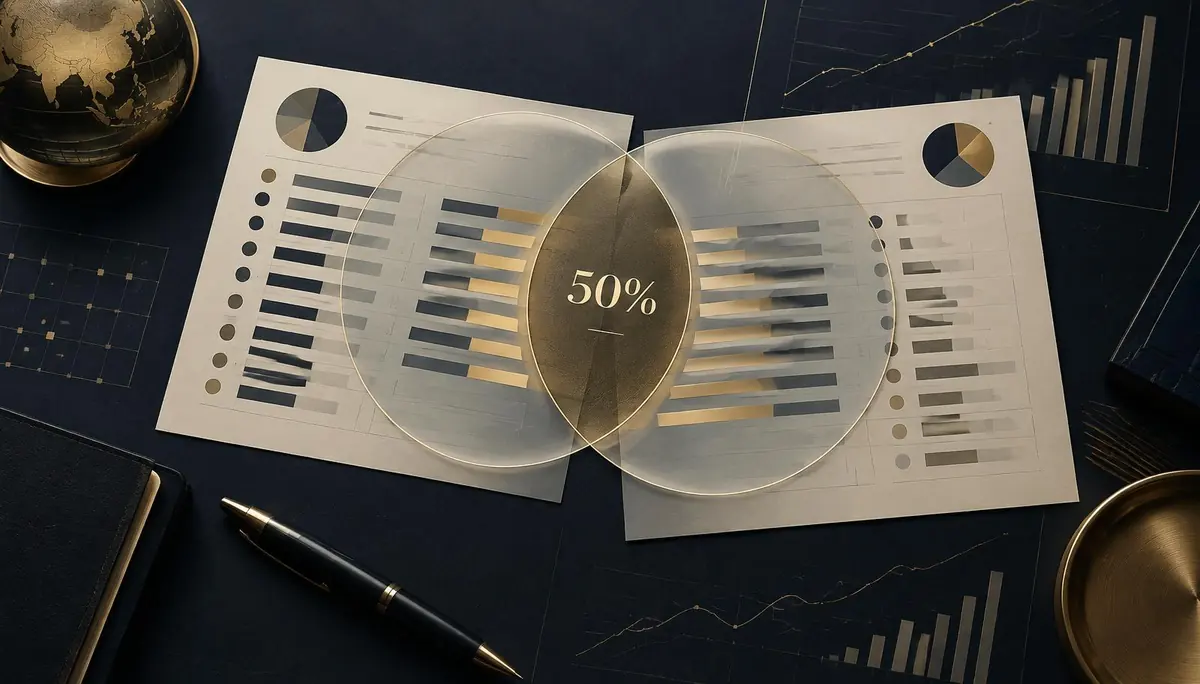 Two portfolio reports overlapping at fifty percent